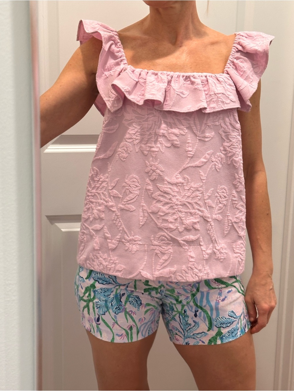 Lilly Pulitzer Lavender Ruffle Square-Neck Tank - Picture 2 of 10